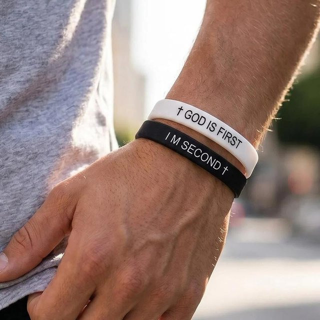 WYP Armband Silikon, Schwarz, Weiß, Kreuz Symbol, Herren - Bild 1