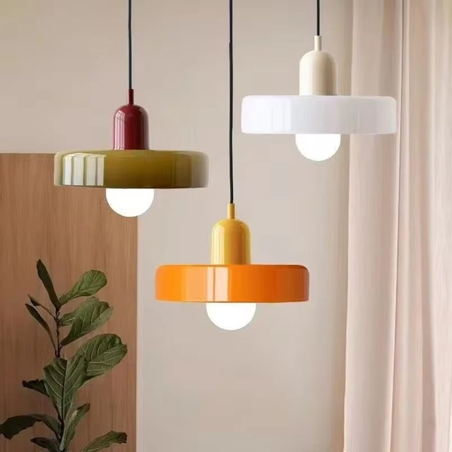 HAULVANG Pendelleuchte im skandinavischen Design, bunte E27 Hängelampe für Küche und Flur, Zylinderform - Bild 1