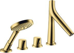 Hansgrohe Axor Starck Organic Duschset mit Thermostat und Badewannenarmatur in Goldoptik - Bild 1