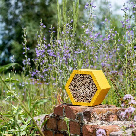 Insektenhotel WoodStone Mathias von CJ Wildlife in Gelb aus Holz und Beton