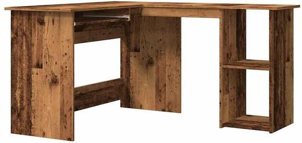 vidaXL Eckschreibtisch in Altholz-Optik aus Holzwerkstoff, Farbe Braun, B/T/H: 120 x 140 x 75 cm