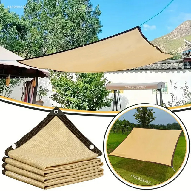 Wasserdichtes Gartenschattennetz aus HDPE mit UV-Schutz für Terrasse und Camping in Blau oder Beige - Bild 1