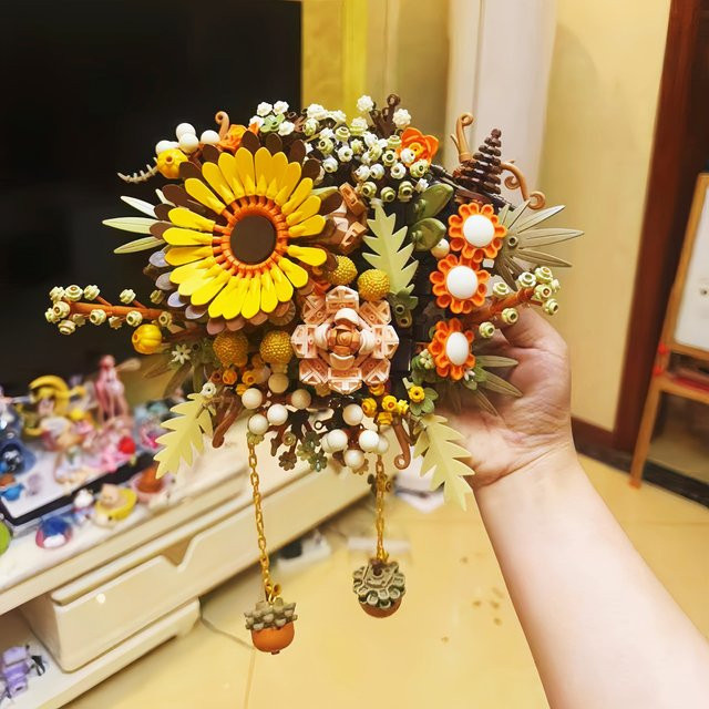 kidsland DIY Pflanzen-Kunst Wandblumen Sonnenblumen Baustein-Modell als Kinder-Puzzle-Set für das Wohnzimmer - Bild 1