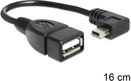 Delock USB-Kabel mit USB-Mini-B Stecker und USB-A Buchse, Schwarz, 0,16 m - Bild 1
