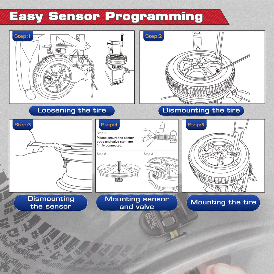 Autel MX-Sensor TPMS 2-in-1 Einpressbare Reifensensoren in Schwarz, 315MHz und 433MHz, kompatibel mit TS501 Pro und TS508WF - Bild 6