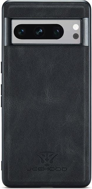 Magnetische Retro-Lederhülle für Google Pixel 8 Pro, stoßfeste Silikonhülle mit Rückseitenschutz, Schwarz - Bild 1