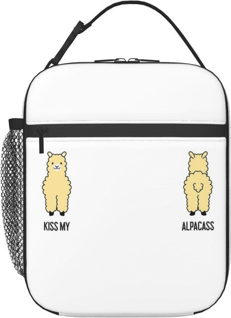 Fancy Style Studio Isolierte Lunchtasche Kiss My Alpacass mit Lama Motiv in Weiß - Bild 1