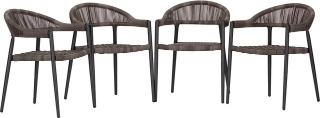 Acamp Set 4 Stapelsessel Brooklyn in Anthrazit mit Armlehnen und Rope-Design, H x B x T: 110 x 65 x 46 cm - Bild 1