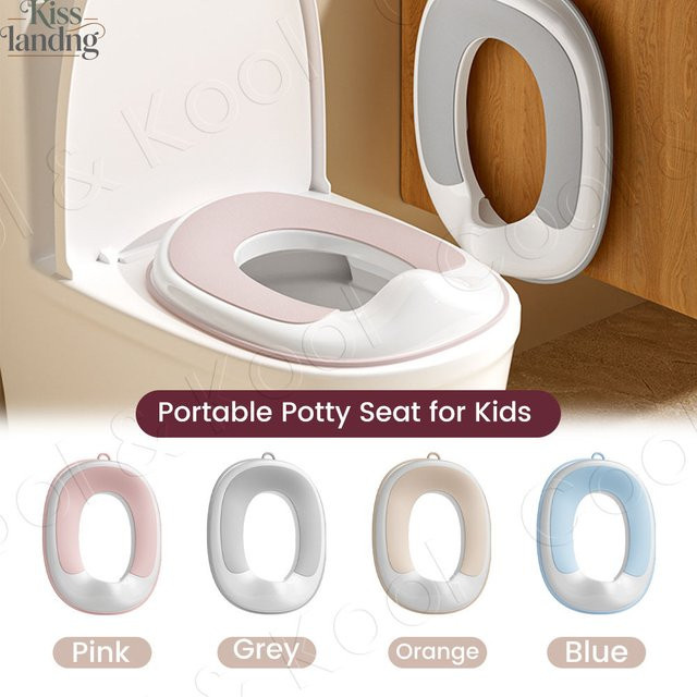Kisslanding Universeller Kinder-Toilettensitz mit Spritzwasserschutz für Jungen und Mädchen in Pink und Weiß - Bild 1