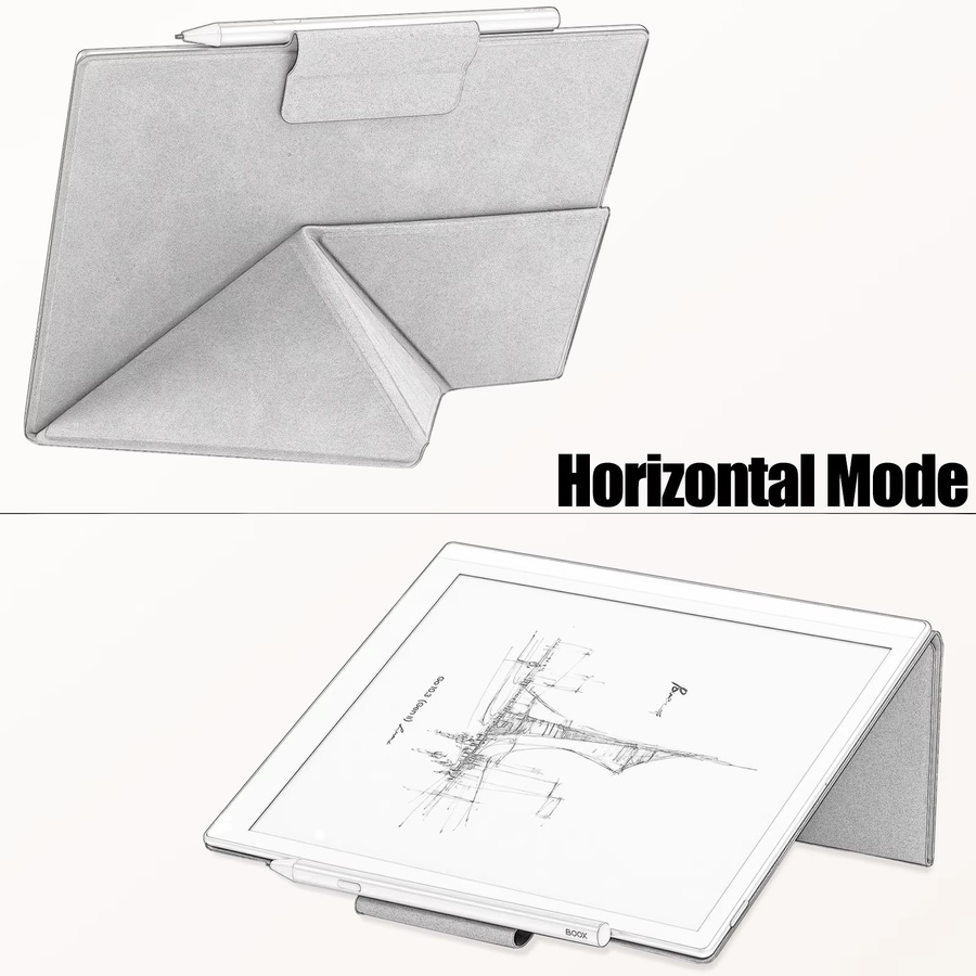 Boox Origami Schutzhülle für Boox Go 10.3 Lumi und Boox Go 10.3 Gen II aus PU-Leder mit Magnetverschluss, Auto-Schlaf/Aufwach-Funktion und Stifthalter in Schwarz oder Grau - Bild 4