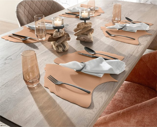 Platz-Set Heine Home in Beige, Ginkgoblatt-Form, abwaschbar, Polyurethan, B: 45 cm x T: 45 cm - Bild 1