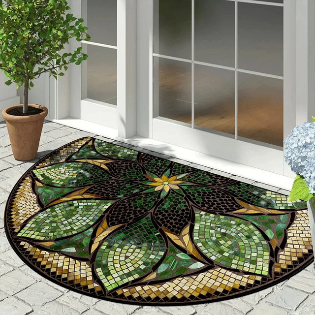 VIKAMA Anti-Rutsch-Eingangstürmatte im amerikanischen Stil, halbkreisförmiger Teppich für Eingangsbereich und Badezimmer, Mehrfarbig, B/T: 60 x 40 cm - Bild 1