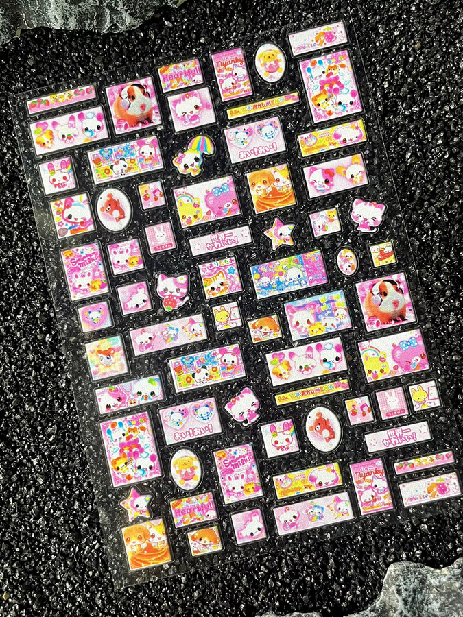 Sanrio Kawaii Tier Aufkleber Set aus PVC mit Kaninchen Panda und Katze in Multicolour für Tagebuch Notizbuch und Handy - Bild 2