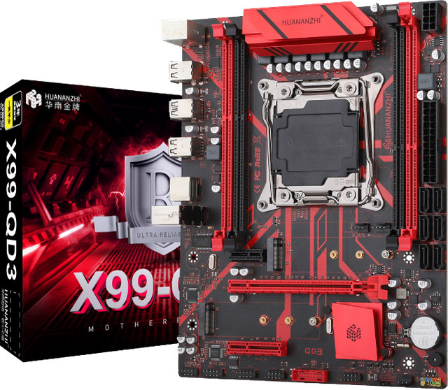 HUANANZHI X99-QD3 Motherboard für Intel LGA2011-3 Prozessoren, DDR3 4-Kanal 1866/1600/1333 MHz, 128 GB, SATA3.0 6 Gbit/s, Schwarz - Bild 1