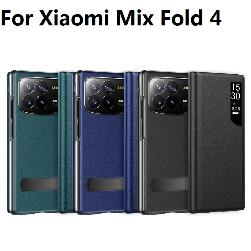 Xiaomi Mix Fold 4 Lederhülle mit Flip-Book-Ansicht und Windows-Ständer in Schwarz oder Grün - Bild 2