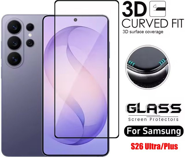 Displayschutz aus gehärtetem Glas für Samsung Galaxy S26 Ultra, S26 Plus und S26, transparent - Bild 1