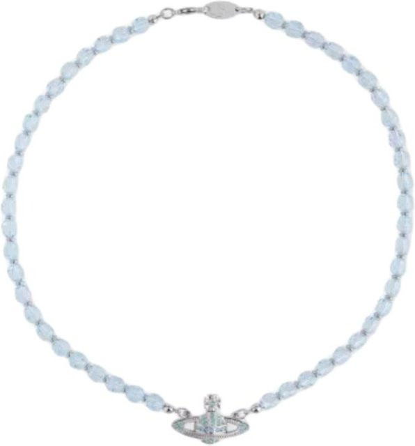 Vivienne Westwood Halskette, Perlenkette, Silber, Transparent-Blau, Unisex - Bild 1