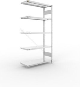 META Steckregal CLIP 330 AR verzinkt mit 5 Böden, Farbe: Silber, B/T/H: 200 x 100 x 40 cm - Bild 1