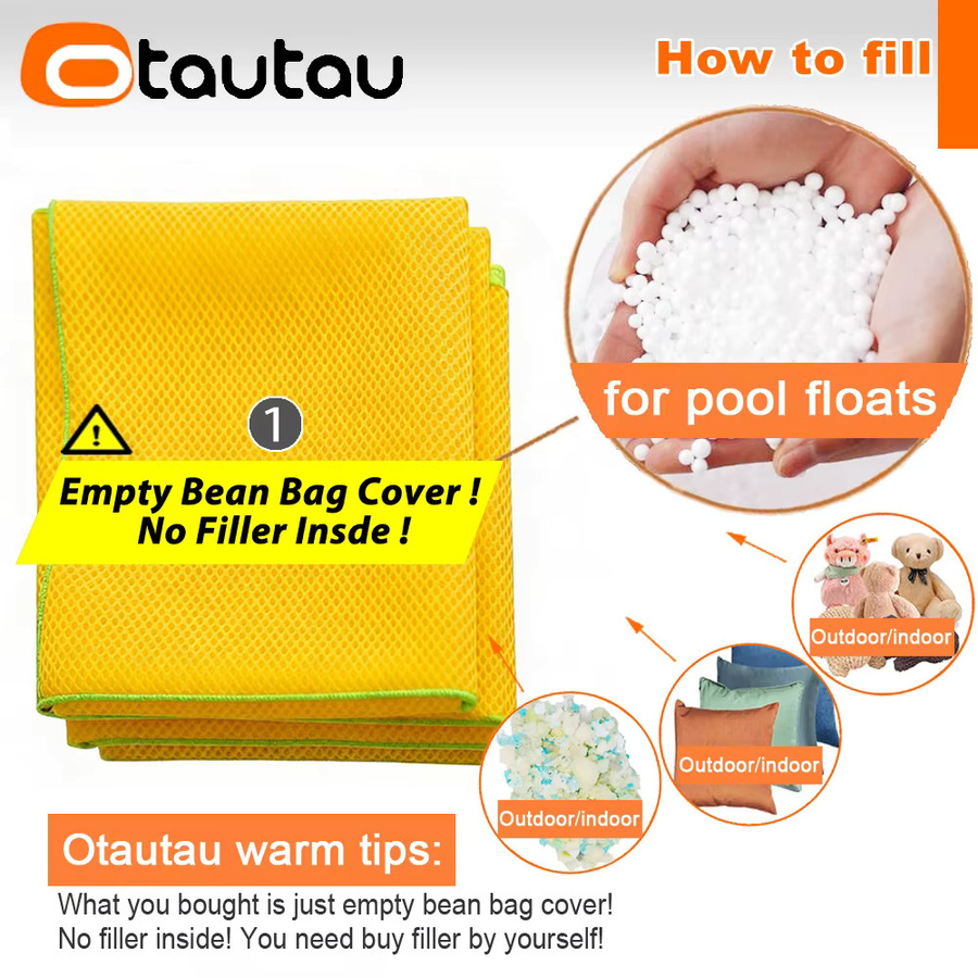 OTAUTAU Sitzsack-Lounger-Bezug aus Mesh für Pool und Schwimmbad, Farbe: Gelb (ohne Füllstoff) - Bild 2