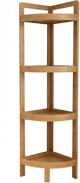 Relaxdays Eckregal aus Bambus in Natur, modernes Standregal mit 4 Ablagen, B/T/H: 23 x 23 x 105,5 cm - Bild 1