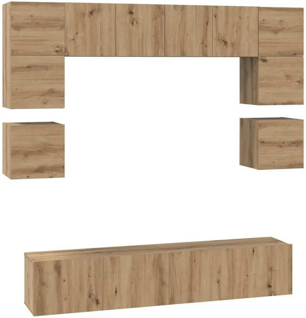 vidaXL TV-Schrankset Wandmontiert 8-teilig Artisan-Eiche Holzwerkstoff Braun B/T/H: 80 x 30 x 30 cm, 30,5 x 30 x 60 cm und 30,5 x 30 x 30 cm - Bild 1