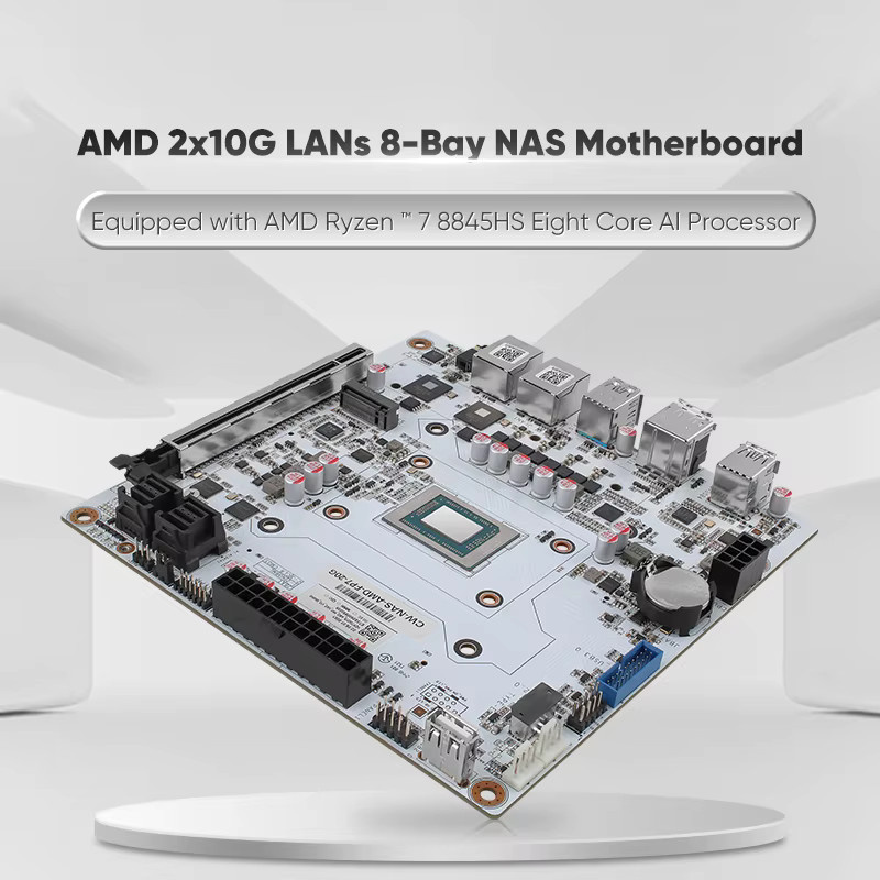 Topton Mini-ITX NAS-Motherboard mit AMD Ryzen 7 8845HS, 2x 10G LAN, 8-Bay SATA, 2x NVMe, USB4 und 2x DDR5 Slots - Bild 2