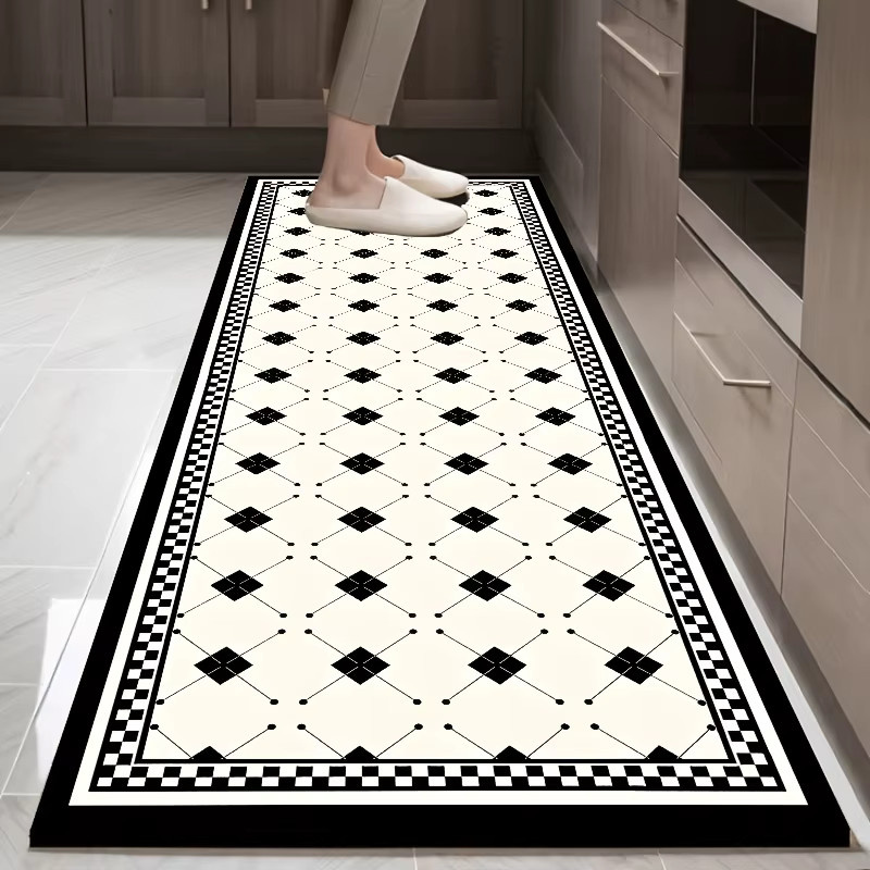 VIKAMA Badezimmerteppich Creative Grid in Weiß, saugfähige und rutschfeste Bodenmatte für dein Badezimmer - Bild 2
