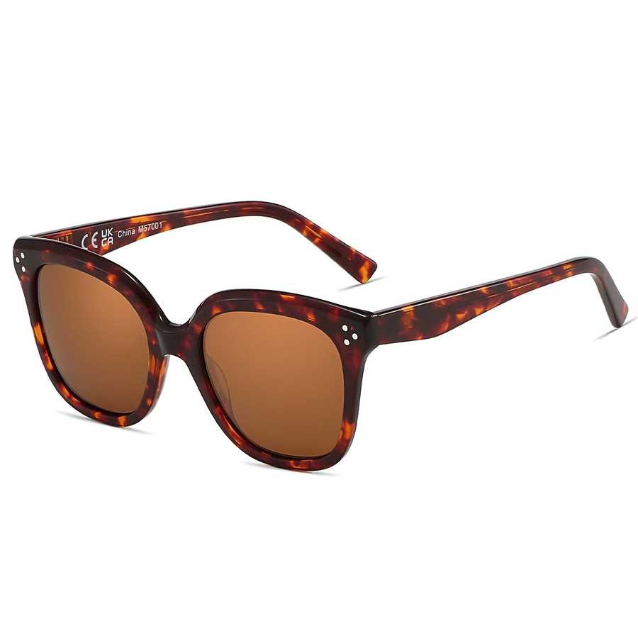 ZENOTTIC Square Sonnenbrille, Vollrand, Acetat, braun, Unisex, polarisiert - Bild 2