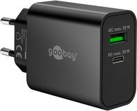 Goobay USB-C PD GaN Dual-Schnelladegerät 30 W in Schwarz - Bild 1