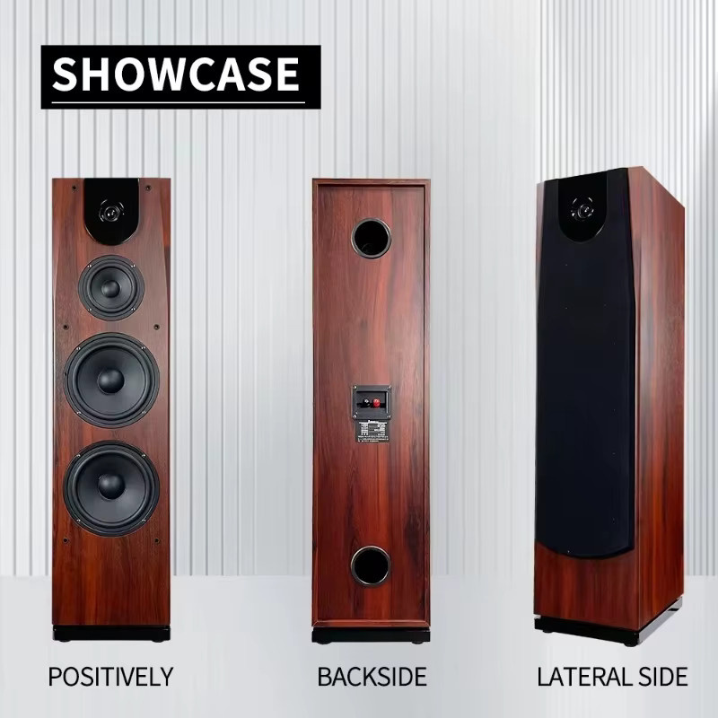 Tower 2.0 Passiver HiFi-Standlautsprecher mit drei Frequenzbändern und Holzgehäuse in Braun - Bild 4