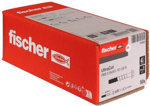 Fischer FBS II Betonschraube A4 Edelstahl mit Torx-Antrieb, Durchmesser: 8 mm, Länge: 60 mm, 50 Stück - Bild 1