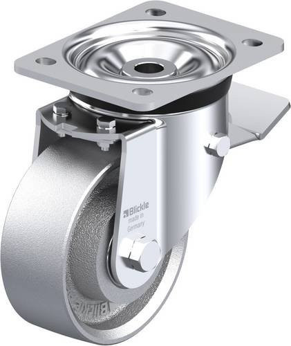 Blickle LK-G 127K-ST Lenkrolle mit Feststeller, silber, Stahl, Rad-Durchmesser: 125 mm, Tragfähigkeit: 600 kg - Bild 1