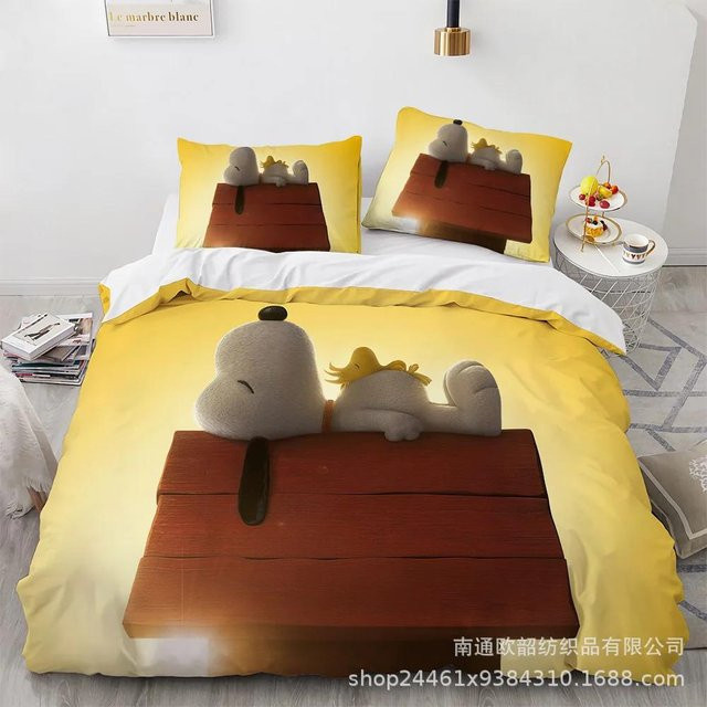 Snoopy Bettwäscheset aus Mikrofaser mit Motiv, Gelb, B/H: 140 x 210 cm - Bild 1