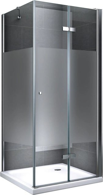 Dein Bau Projekt Duschtrennung Eckdusche Rechteckig mit Pivot-Funktion, Glas Transparent, B/T/H: 100 x 100 x 190 cm - Bild 1