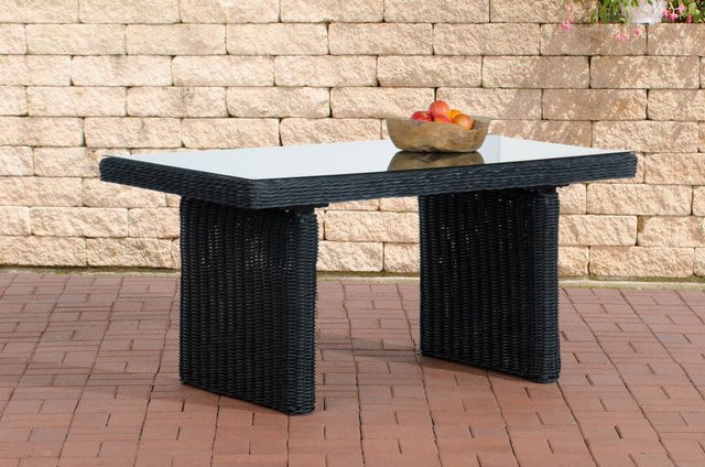 TPFGarden Tisch Fino Minari Bermeo aus Polyrattan mit Glasplatte in Schwarz - Bild 1