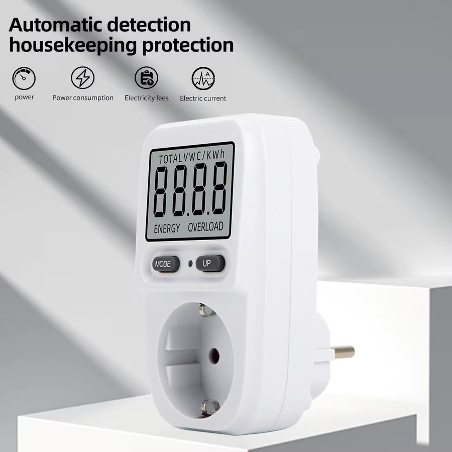 JUANJUAN Digitales Wattmeter in Weiß zur Messung von Stromverbrauch und Leistung für AC 230 V - Bild 2