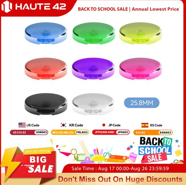 Haute42 Hitbox Cross-Tastenkappen für hebellose Arcade-Controller, Low-Profile-Tastenkappen für Kailh Switch, Pink und Multicolour, Durchmesser: 25,8 mm - Bild 1