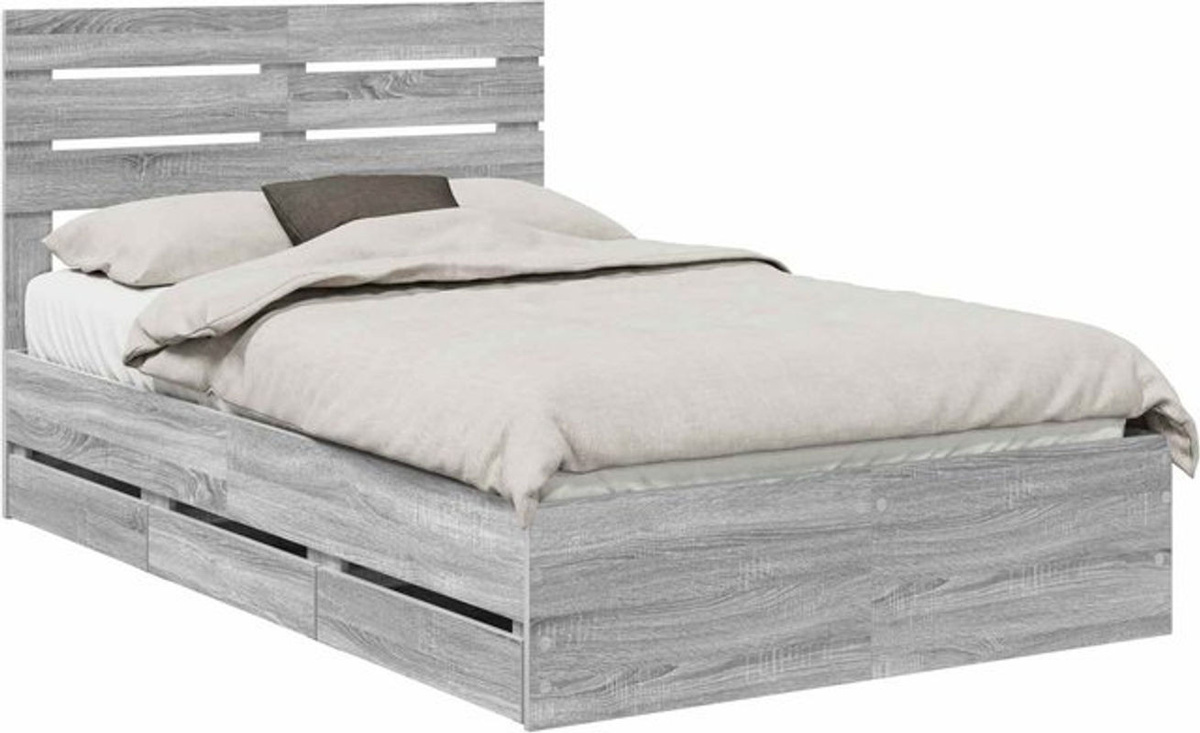 Modernes Funktionsbett vidaXL aus Holzwerkstoff in Grau, B/T/H: 120 x 190 cm - Bild 1