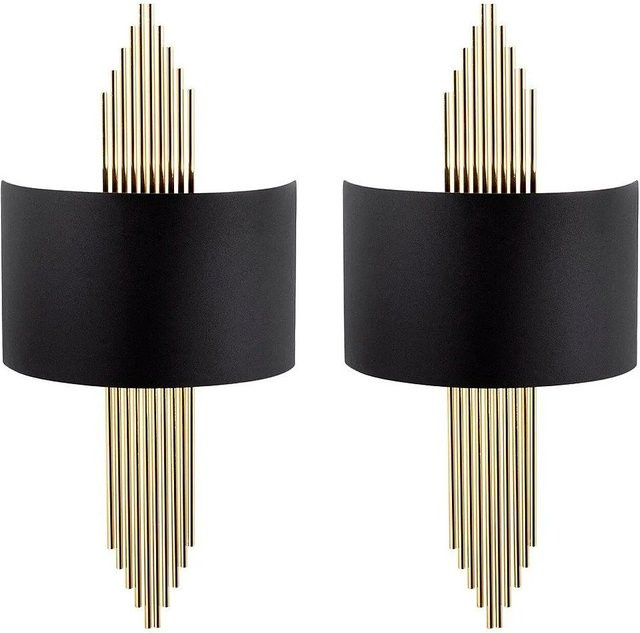 Vente-unique Wandlampe Sangarius im Art-Déco-Stil, Schwarz und Goldfarben - Bild 1
