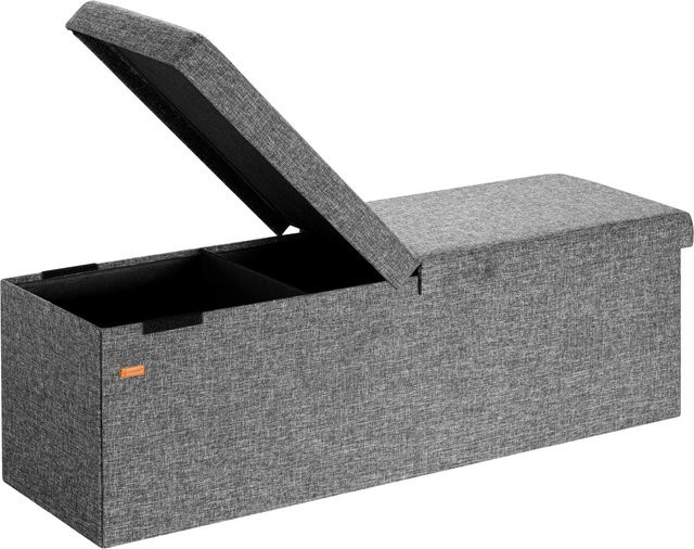 Casaria Sitzbank mit Klappdeckel in Grau, B/T/H: 115 x 38 x 38 cm - Bild 1