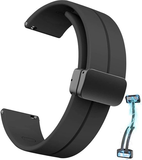 Uhrenarmband Silikon, Schwarz, Unisex, 20 mm, 22 mm - Bild 1