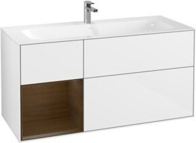 V&B Waschtischunterschrank Finion mit Wandbeleuchtung, Farbe: Weiß lackiert, B: 119,6 cm, T: 49,8 cm - Bild 1