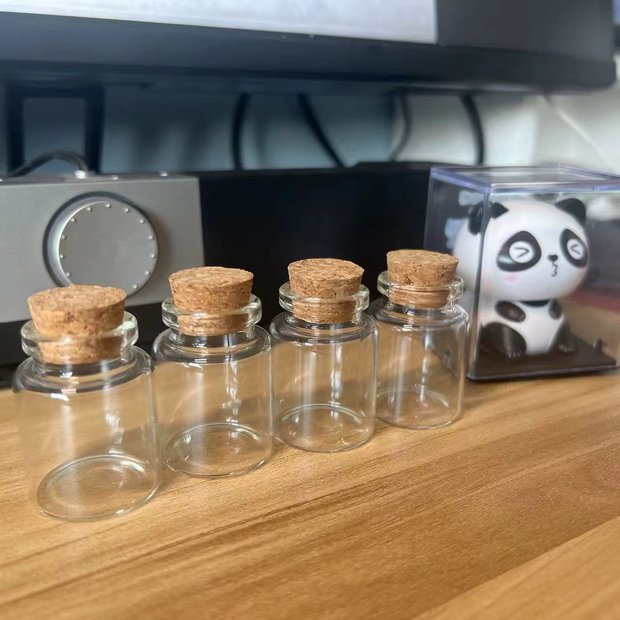 LYGIL Mini-Glasflaschen mit Schnappverschluss und Korkstopfen, transparent, 15 ml, B/H: 3 x 4 cm - Bild 2