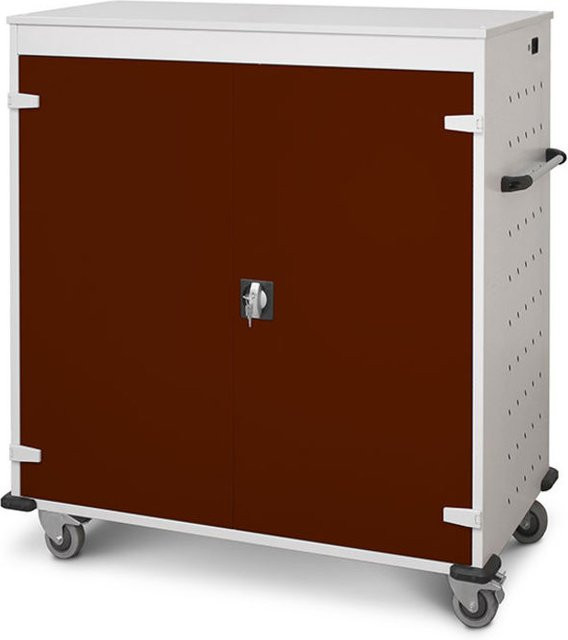 rotstahl Laptopwagen mit 30 Fächern in Lichtgrau und Mahagoni, B: 92 cm, H: 131 cm - Bild 1