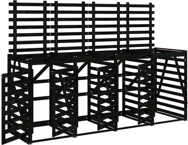vidaXL Mülltonnenbox für 4 Tonnen aus Kiefer Massivholz in Schwarz - Bild 1