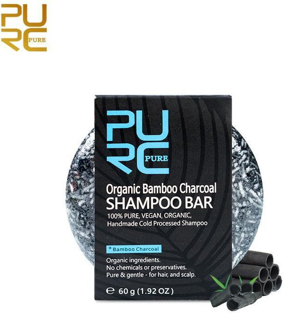 PURC Bambuskohle-Seifenshampoo, 60g, Normales Haar - Bild 1