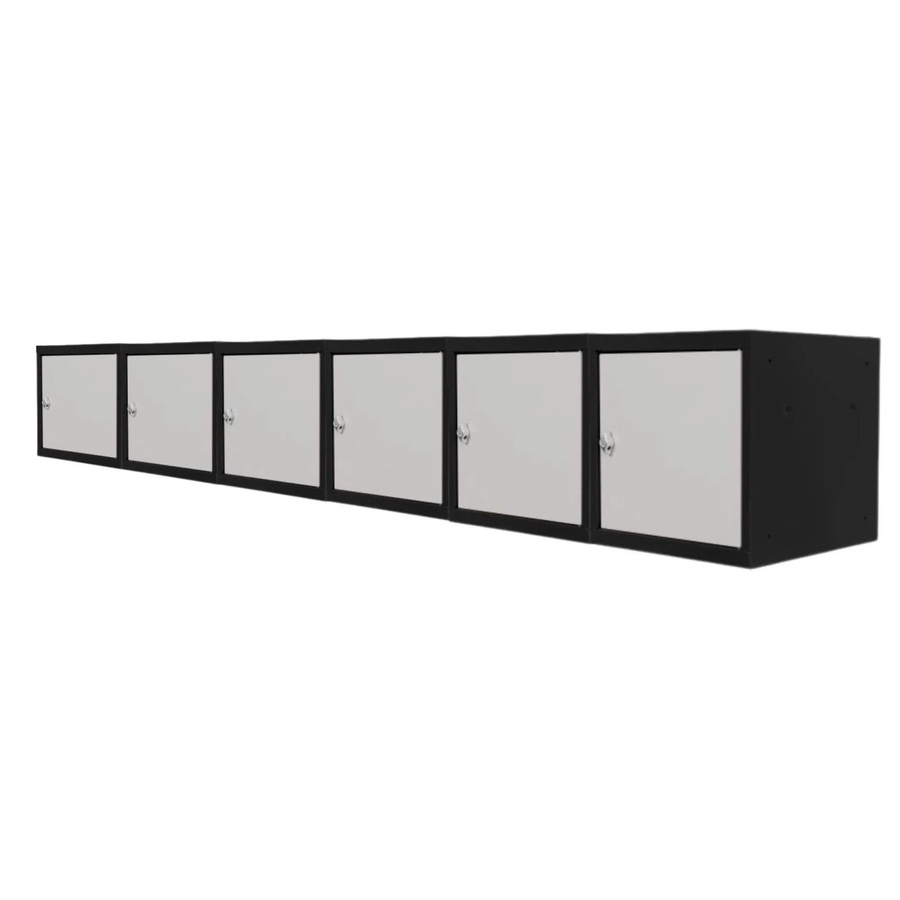 PROREGAL Blocky Schließfachwürfel Set aus 6 Stück mit Drehriegelschloss für Vorhängeschlösser, Farbe: Anthrazit/Lichtgrau, B/T/H: 40 x 40 x 40 cm - Bild 2