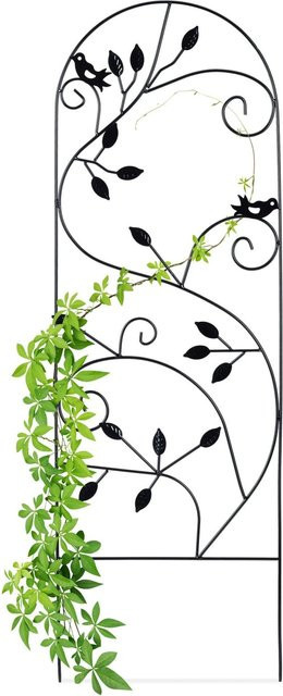 Relaxdays Rankgitter aus Eisen mit Vogel-Motiv in Schwarz, B: 120 cm, T: 40 cm, H: 0,5 cm - Bild 1