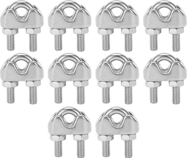 Meterk 10er Set M4 U-Bolzen Drahtseilklemmen aus Edelstahl in Silber und Weiß für 3/16 Zoll Kabel - Bild 1