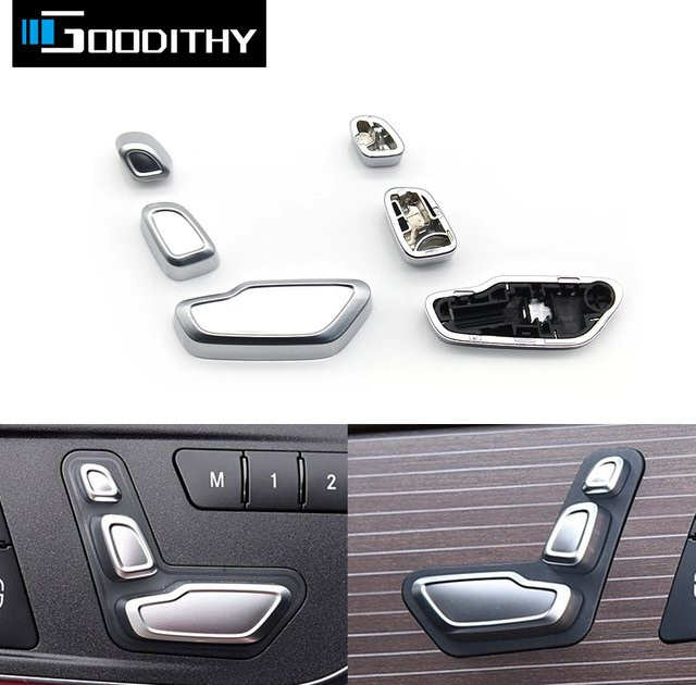 Goodithy Knopfabdeckung für Vordersitzverstellung und Kopfstützenschalter in Silber für Mercedes-Benz Benz A B C E ML GL GLE GLK CLS W204 W212 W207 W166 X204 W218 W172 W246 - Bild 1